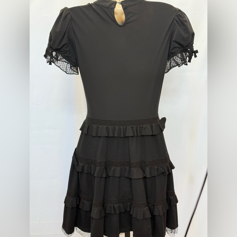 RED Valentino Black Knit Ruffle Cap Sleeve Dresss - Picture 3 of 7